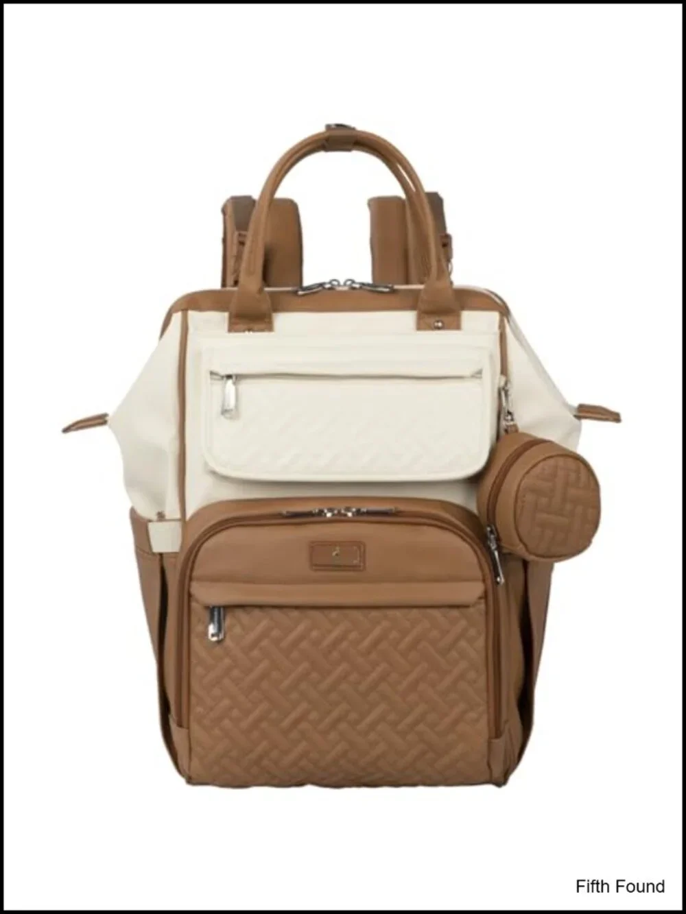 Leather Diaper Bag Backpack with Changing Pad & Stroller Straps